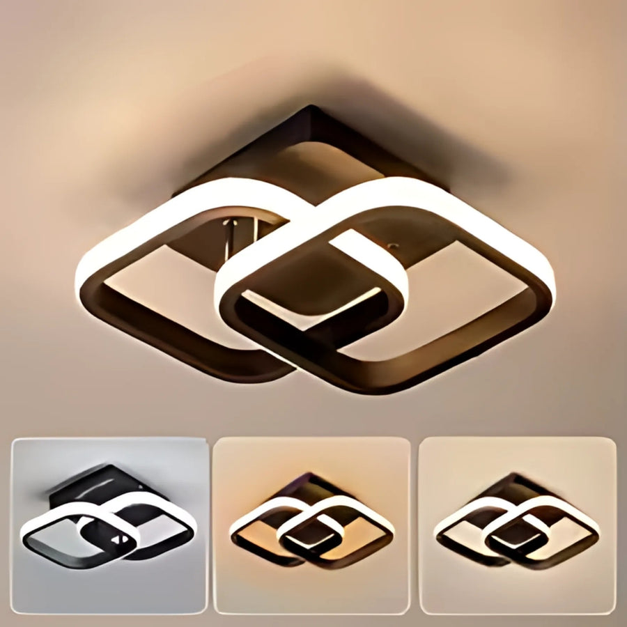 LED lustr VERTEX Matrix překrývající kosočtverce, kovové rámy, 11W, 2 kosočtverce, studené/teplé/neutrální světlo, černá