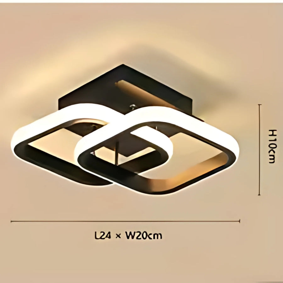 LED lustr VERTEX Matrix překrývající kosočtverce, kovové rámy, 11W, 2 kosočtverce, studené/teplé/neutrální světlo, černá