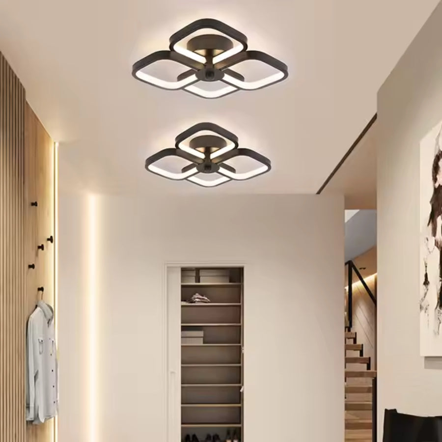 LED lustr VERTEX Tesser 36W, 4 čtverce, studené/teplé/neutrální světlo, černá
