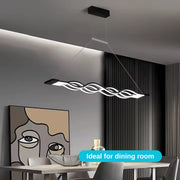 LED lustr zavěšený vlnovým dálkovým ovládáním, 76W, nastavitelnou výškou, chlad/horké/neutrální světlo, nestabilní, černé