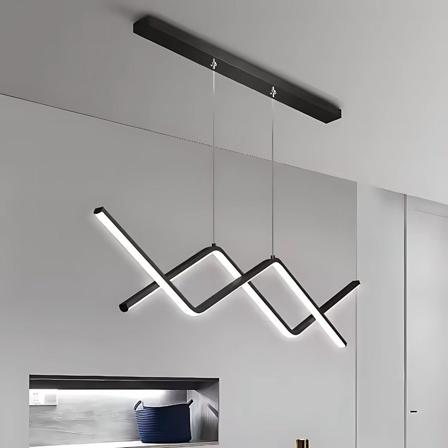 Závěsný LED lustr s dálkovým ovládáním ZIGZAG 48W, studené/teplé/neutrální světlo, stmívatelný, černý, výškově nastavitelný