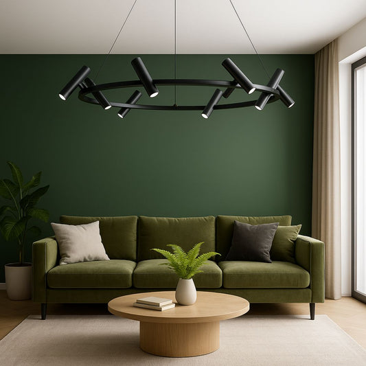 LED lustr s dálkovým ovládáním Harman, 29W, 8 zdrojů, neutrální světlo, černá