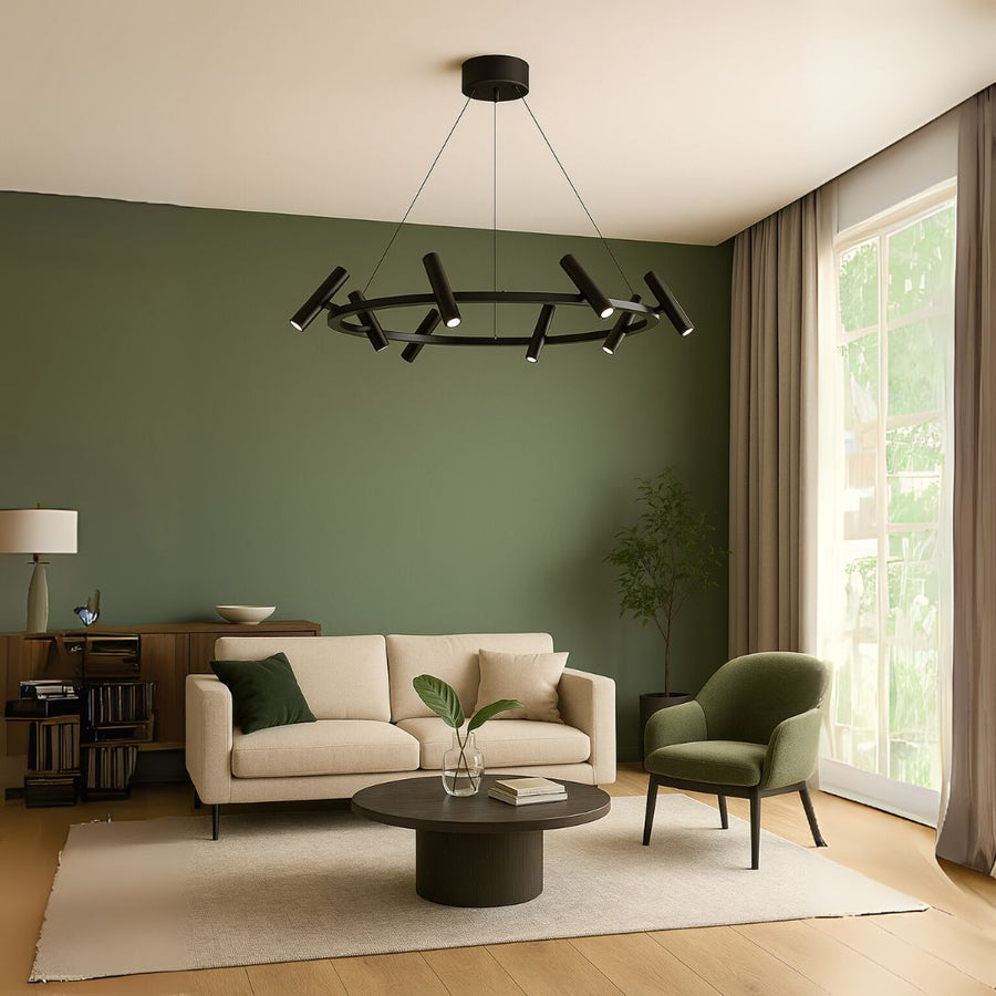 LED lustr s dálkovým ovládáním Harman, 29W, 8 zdrojů, neutrální světlo, černá