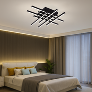 LED lustr s dálkovým ovládáním LINEX, 90W, 8 prvků, studené/teplé/neutrální světlo, stmívatelné, černá