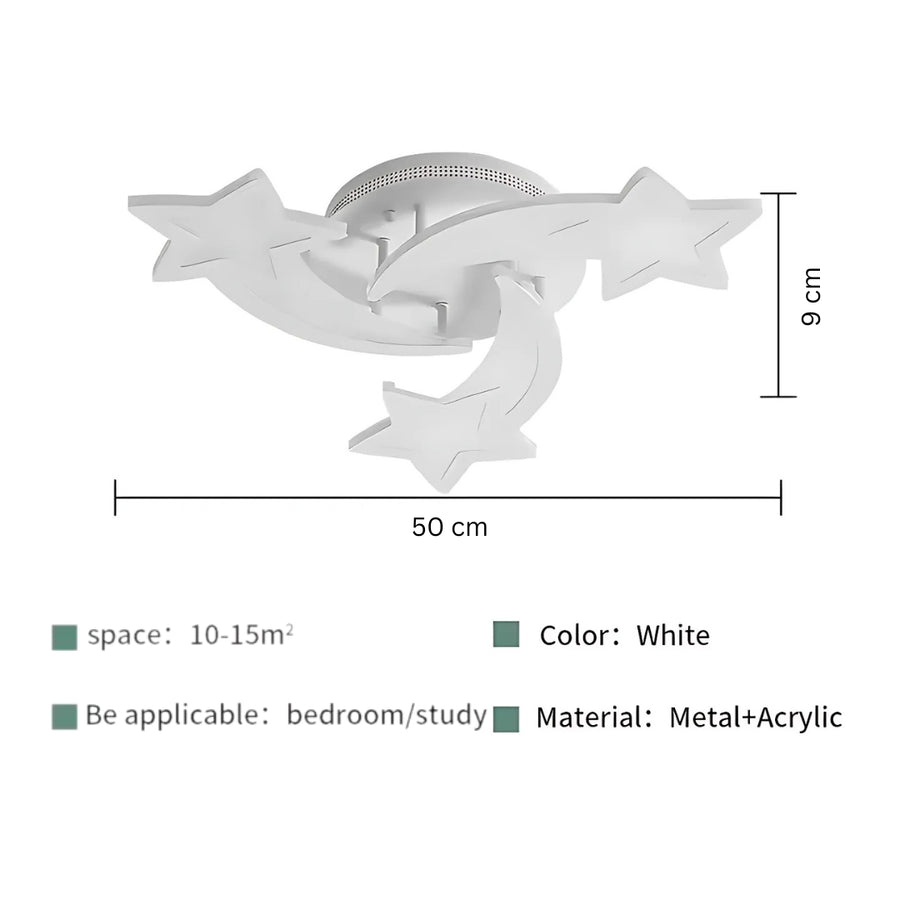 LED lustr s dálkovým ovládáním IPOMOEA 48W, 3 hvězdičky, Studené/Teplé/Neutrální světlo, Stmívatelné, Bílá