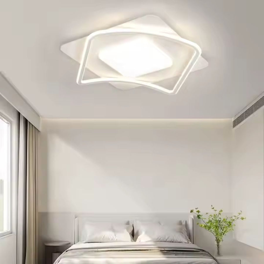 LED lustr s dálkovým ovládáním MODERNO 106W, 2 čtverce, Studené/Teplé/Neutrální světlo, Stmívatelné, Bílá