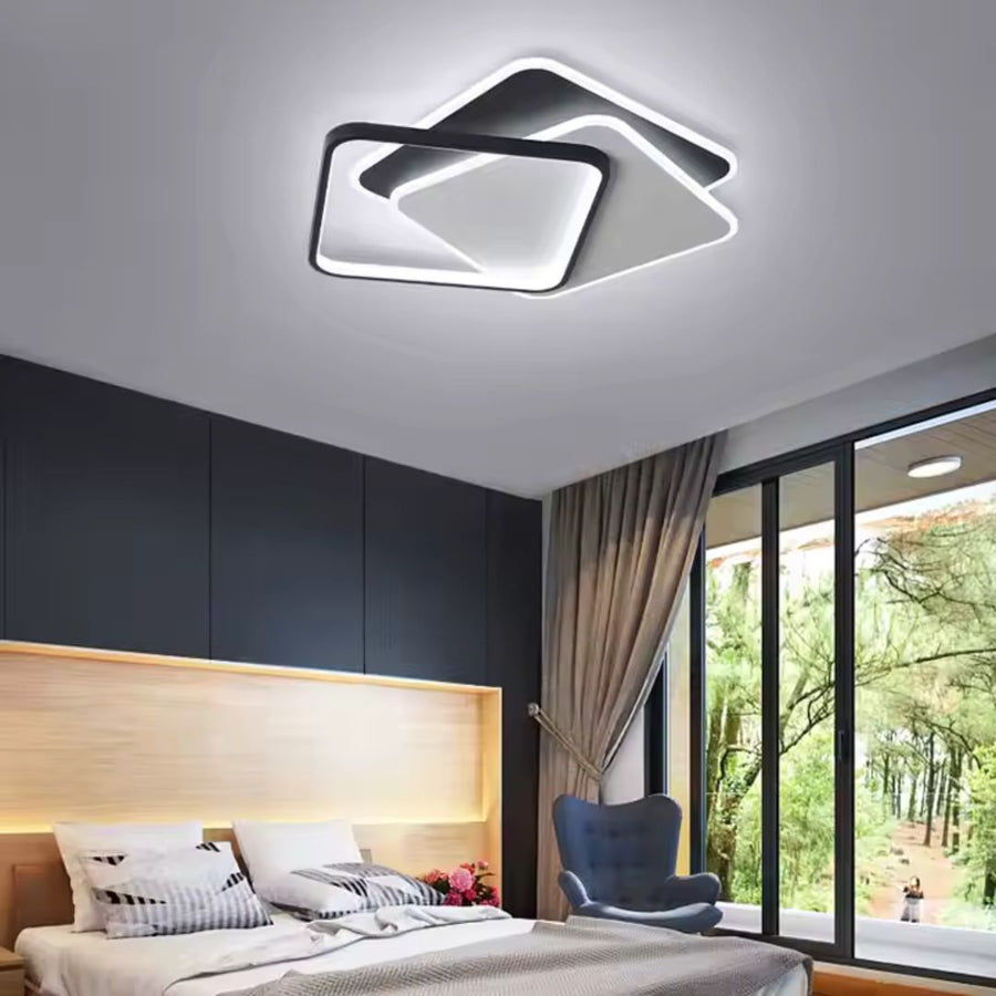 LED lustr s dálkovým ovládáním OBLICO 120W, 3 čtverce, studené/teplé/neutrální světlo, stmívatelné, černá