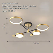 Lustra LED cu Telecomanda MARIA, 4 Elemente, 44W, Lumina Calda/Rece/Neutra, Dimabila, Auriu