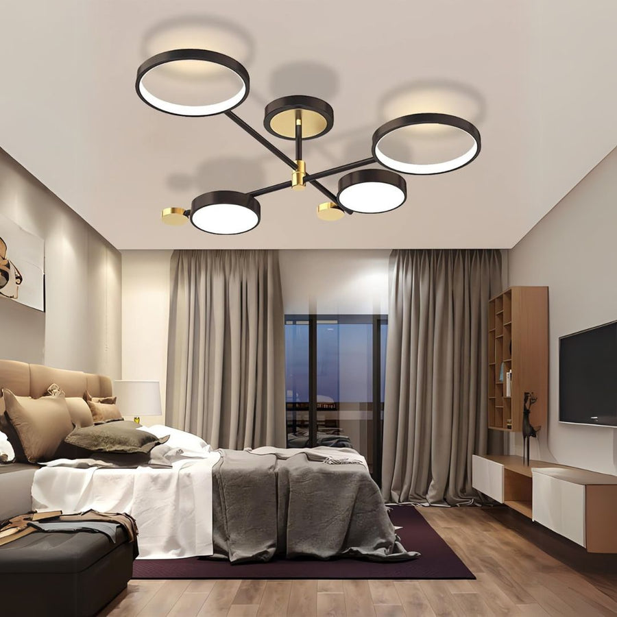 LED lustr s dálkovým ovládáním MARIA, 45W, 4 prvky, teplé/studené/neutrální světlo, stmívatelný, černý