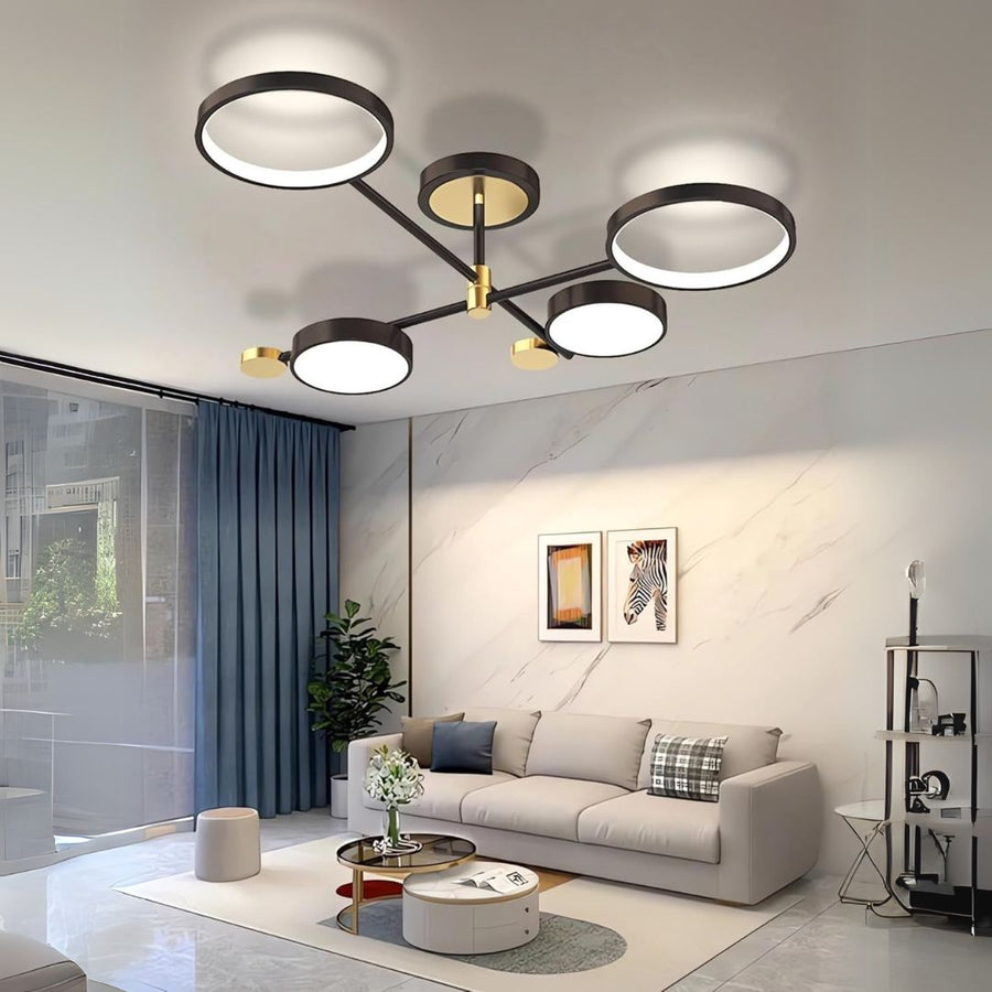 LED lustr s dálkovým ovládáním MARIA, 45W, 4 prvky, teplé/studené/neutrální světlo, stmívatelný, černý