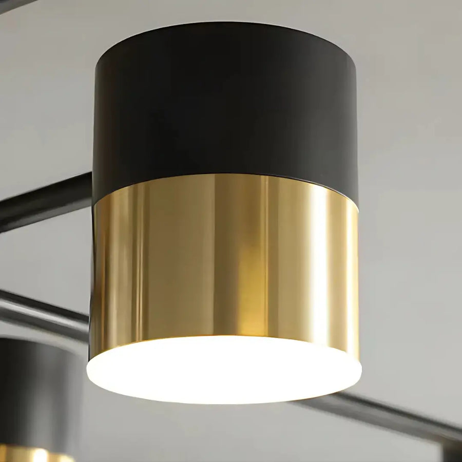 LED lustr s dálkovým ovládáním MARIO, 56W, 8 prvků, studené/teplé/neutrální světlo, stmívatelné, černá/zlatá