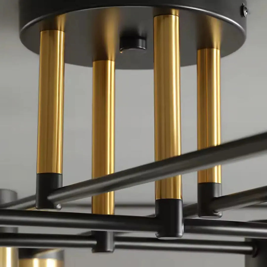 LED lustr s dálkovým ovládáním MARIO, 56W, 8 prvků, studené/teplé/neutrální světlo, stmívatelné, černá/zlatá