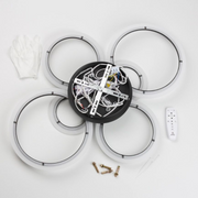 LED lustr s dálkovým ovládáním BETTY 82W, 6 kruhů, Studené/Teplé/Neutrální světlo, Stmívatelné, Černá
