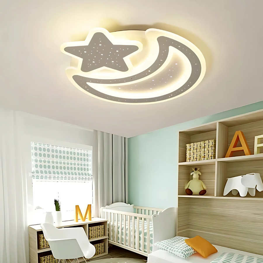 Nova LED lustr s dálkovým ovládáním, 91W, stmívatelný, ve tvaru měsíce a hvězdy, bílý