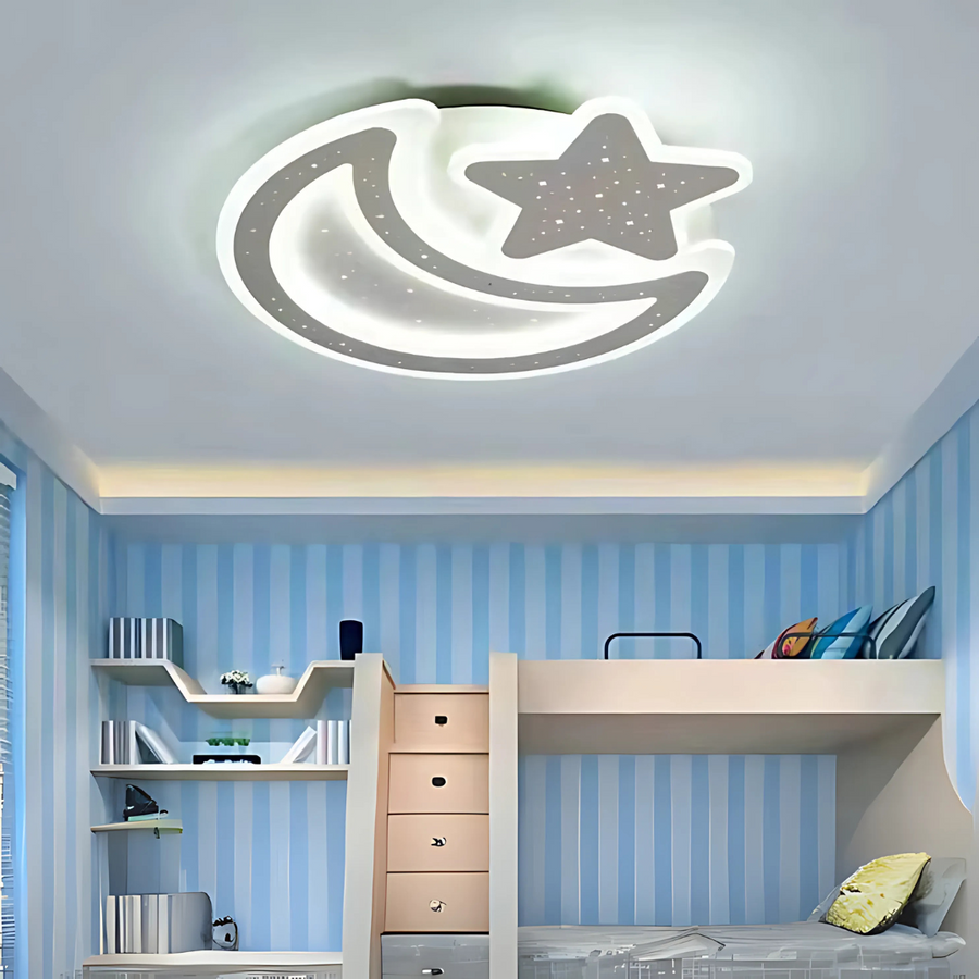 Nova LED lustr s dálkovým ovládáním, 91W, stmívatelný, ve tvaru měsíce a hvězdy, bílý