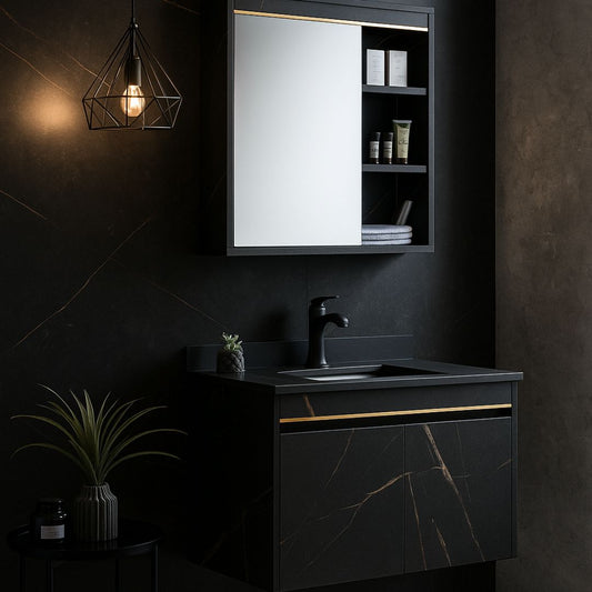 Sada koupelnového nábytku 80x50cm 2 kusy černá