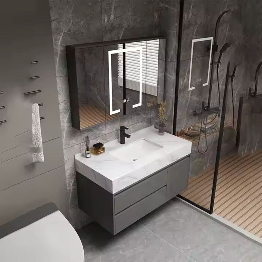 Sada koupelnového nábytku SANTORINI, 80x50cm, 2 kusy, šedá a bílá