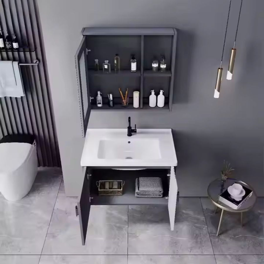 Sada koupelnového nábytku MYKONOS, 80x40cm, 2 kusy, šedá a bílá