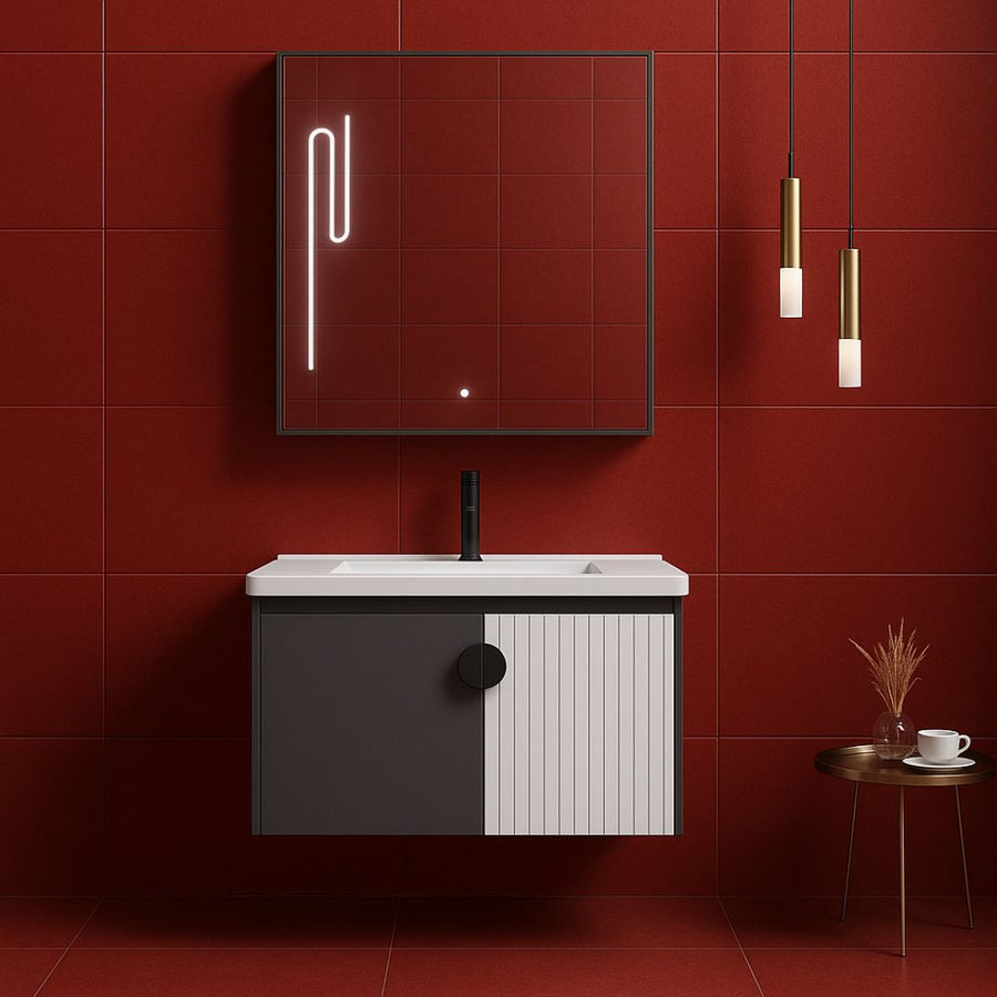 Sada koupelnového nábytku MYKONOS, 60x40cm, 2 kusy, šedá a bílá