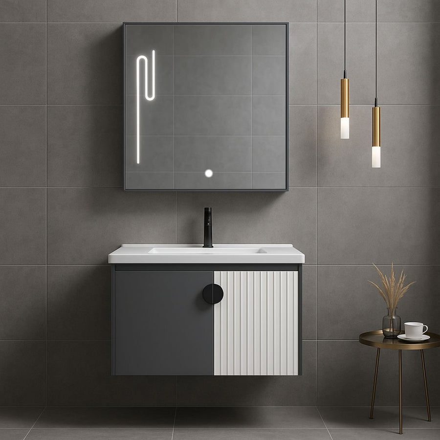 Sada koupelnového nábytku MYKONOS, 60x40cm, 2 kusy, šedá a bílá