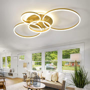 LED lustr s dálkovým ovládáním DARIO, 4 kruhy, 112W, teplé/studené/neutrální světlo, stmívatelný, zlatý
