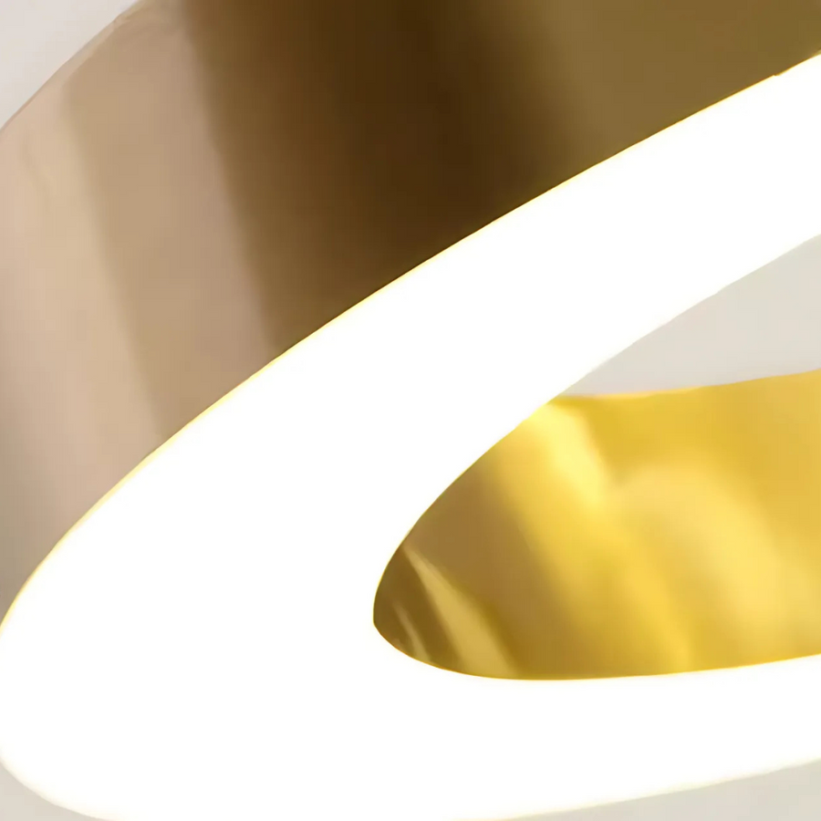 LED závěsný lustr ANINA 33W, 1 kruh, studené/teplé/neutrální světlo, stmívatelný, lesklá zlatá bílá, výškově nastavitelná