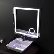 Obdélníkové LED zrcadlo, 60x60cm, Souverain MotionGlow Marcello, Demister System, Hodiny & Teploměr, Kosmetická lupa, Stmívatelné