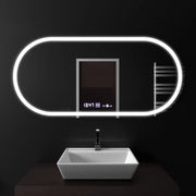 Oválný LED Mirror Altera Motionglow Sensor Marcello Dimable Hoding Clock Defrosting System