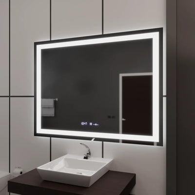 Obdélníkové LED zrcadlo, 100x75cm, Verite MotionGlow Marcello, Demister System, Hodiny & Teploměr, Stmívatelné