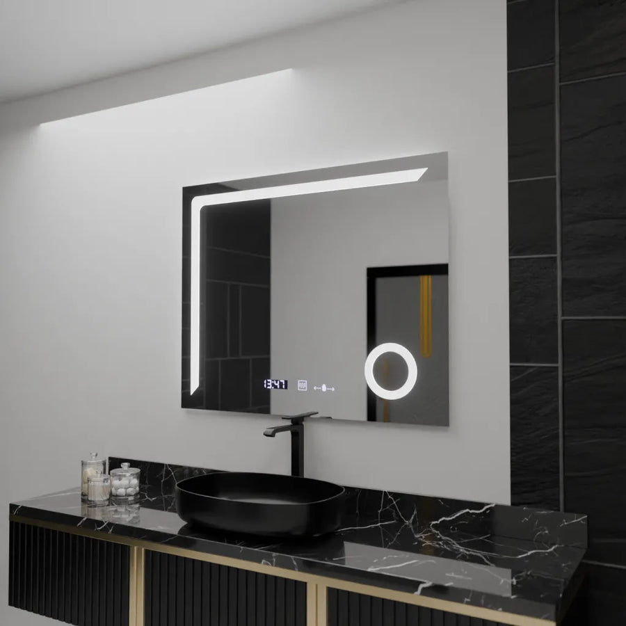 Zrcadlo LED obdélníkový 100x80cm Precision Motiongllow Marcello Demontling Defrost & Teplometer Wolf Cosmetic