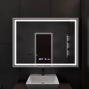 Zrcadlo LED obdélníkový 120x80cm Verite Imperial Silver Motion Glow Marcello Clock Defrition System & Dimable teploměr
