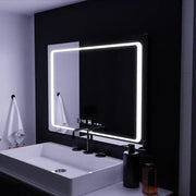 Zrcadlový LED obdélníkový 90x60cm Defen Marcello Sensor System Dezoring CLOCK & teploměr