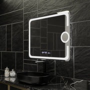 Zrcadlo LED obdélníkový 80x60cm Eclat Motionglow Marcello Clock Defrition System & Wolf teploměr Dimable Cosmetic