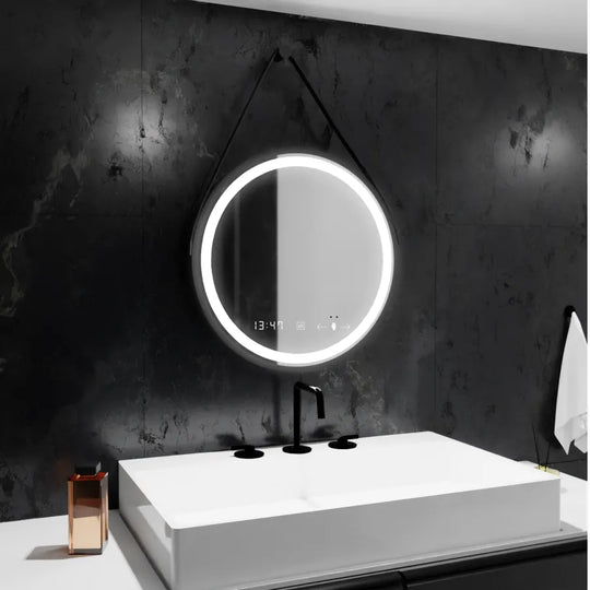 LED kulaté zrcadlo, 50 cm, Celeste Majeste Noir Eleve MotionGlow Marcello, systém odmlžování, hodiny a teploměr, stmívatelná zrcátka Marcello Výchozí název Alessandro Design