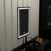 Zrcadlový LED obdélníkový 60x90cm okrajový systém defrice dotyku, černý rám