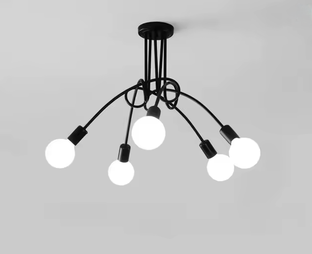 Modernistická penta 5, 5x E27, černá, moderní design