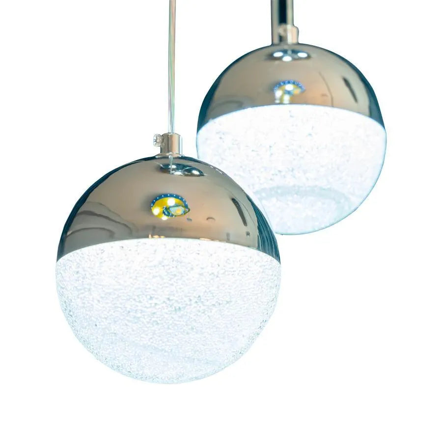 Závěsný LED lustr s dálkovým ovládáním JEREMIAS 63W, 6 Elements, Studené/Teplé/Neutrální světlo, Stmívatelné, Stříbrné, Výškově nastavitelné