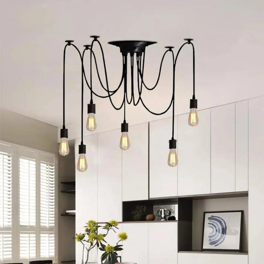 Přívěsek Spider 6XE27, černý, kov Klasické lustry Výchozí název Alessandro Design