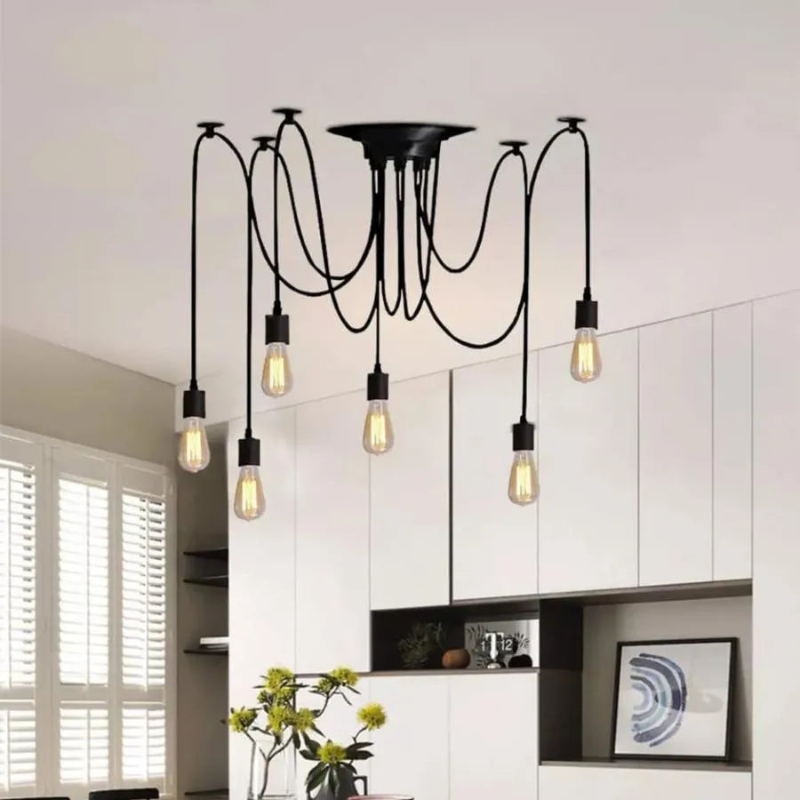 Pavoučí kyvadlo 6*E27, černý, kov