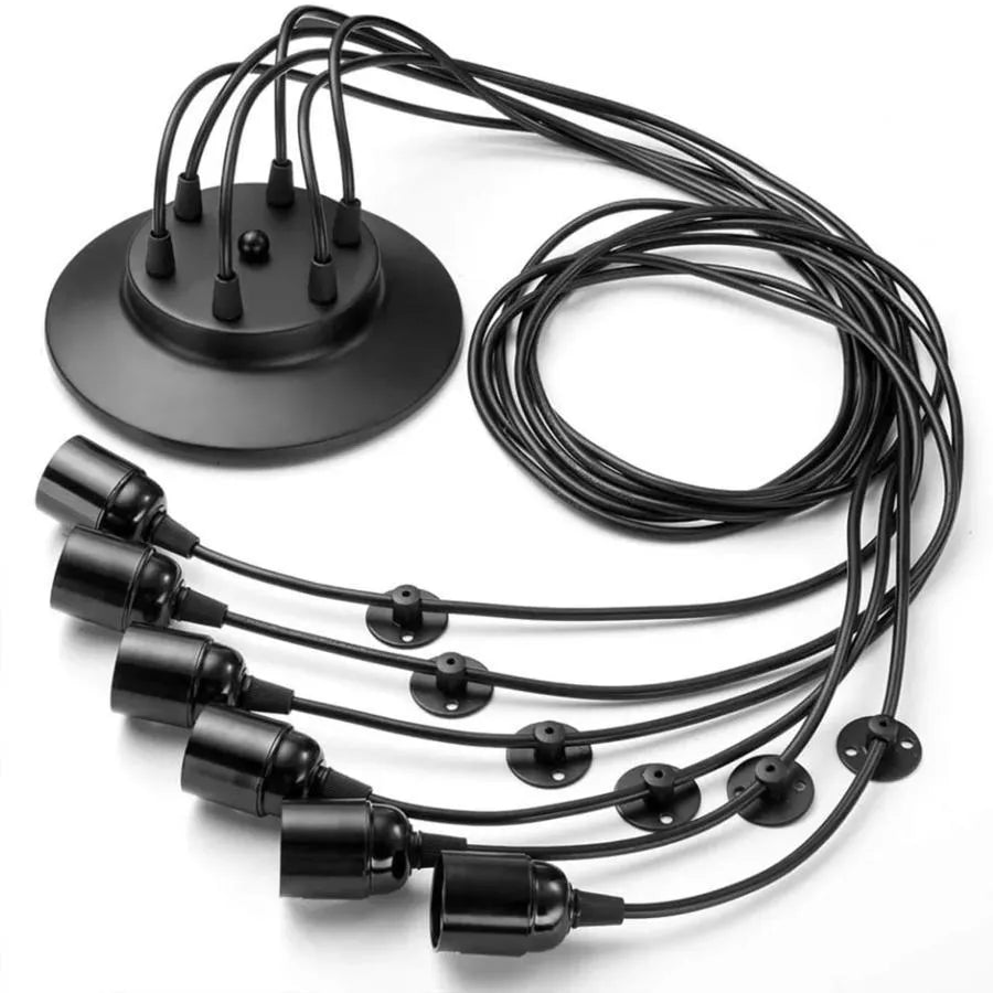 Pavoučí kyvadlo 6*E27, černý, kov