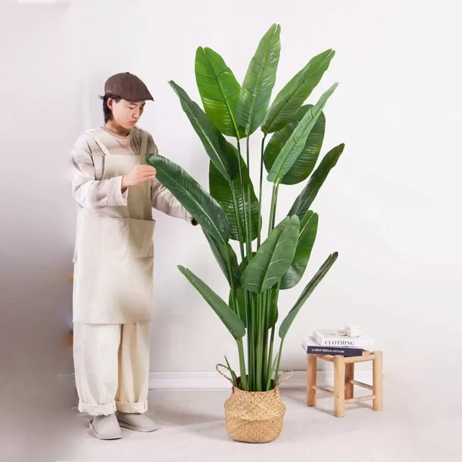 Umělý průchod rostlin ráje (Strelitzia Nicolai), 11 listů, bez hrnců, 160 cm zelené
