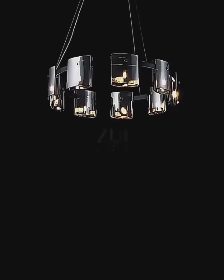 Moderní lustr, Valmontreux Largo, 8xG9, Průměr 80 cm, Černý, Nastavitelná výška