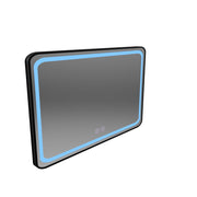 Zrcadlo LED obdélníkový 100x65cm - hrana světelný dotykový odmrazovací systém, černý rám