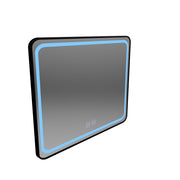 Zrcadlo LED obdélníkový 100x65cm - hrana světelný dotykový odmrazovací systém, černý rám