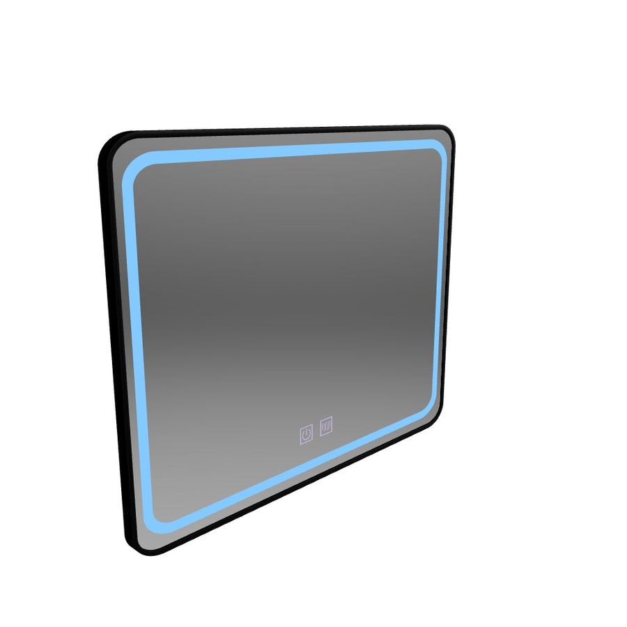 Obdélníkové LED zrcadlo 80x60cm – Edge LUMINOUS Touch De-fogging System, černý rám