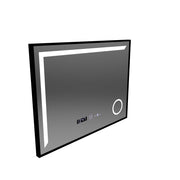 LED zrcadlo Francesca MotionGlow Snímač 80x60 cm Teplé/Studené/Neutrální světlo Stmívatelný rám Černý kartáčovaný systém odmlžování Teploměr Hodiny Marcello Funghi Collection