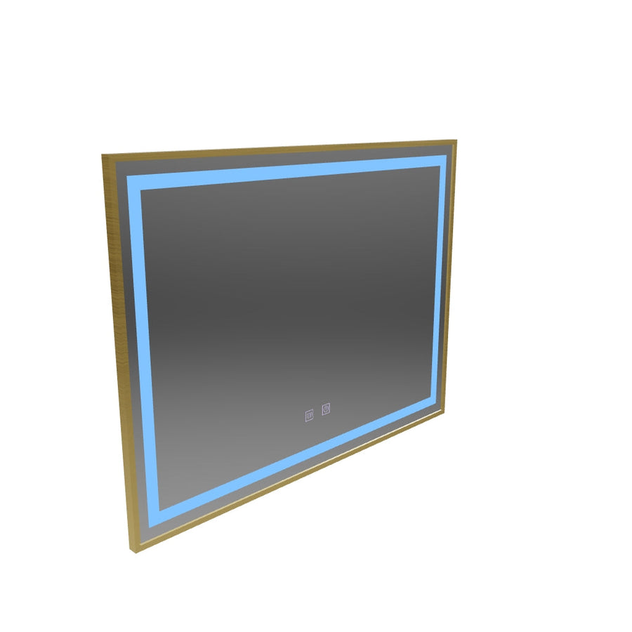 LED Touch Kariri Mirror, 80x60 cm, Funkce rozmrazování, zlaté růže kartáčované rám
