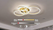 LED lustr s dálkovým ovládáním DARIO, 4 kruhy, 112W, teplé/studené/neutrální světlo, stmívatelný, zlatý