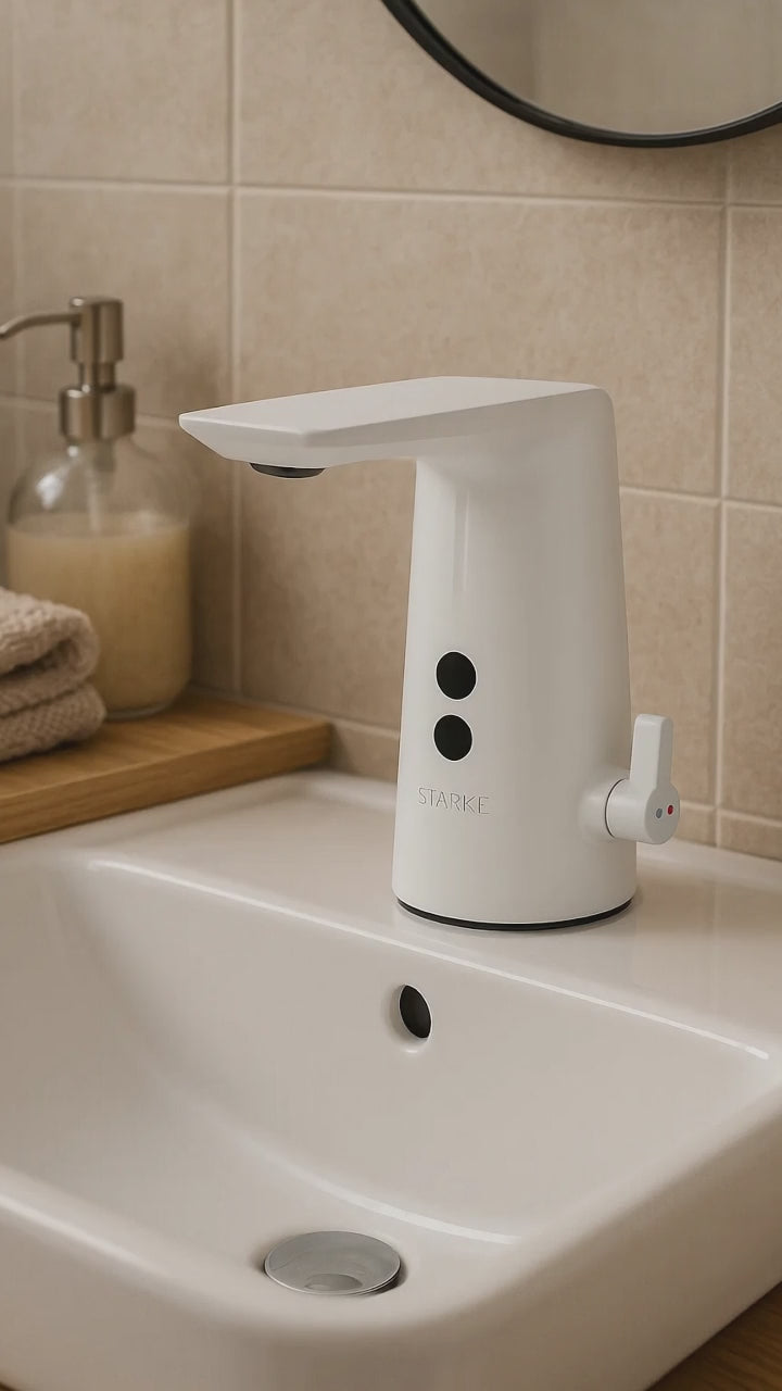 Baterie Washbasin se senzorem, sanitární mosaznou, bílou, RW-190Wh