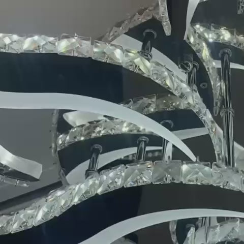 LED lustr s dálkovým ovládáním a krystalem Alejandro 154W, 9 květů, studené/teplé/neutrální světlo, stmívatelný, lesklý chrom